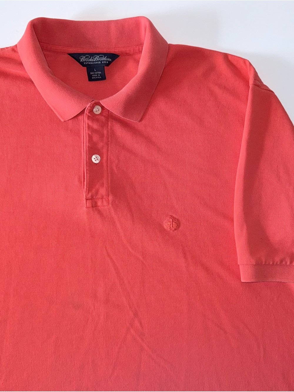 Brooks Brothers Polo Men's L Coral Pink 100% Cotton